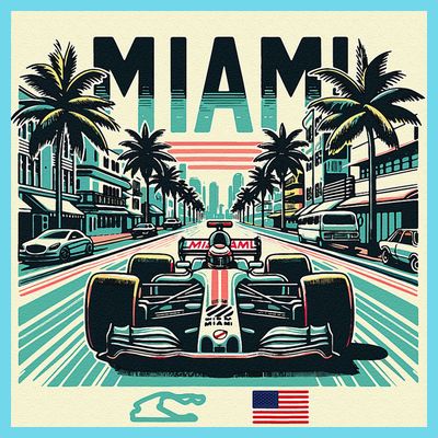 Formula Racing Open Wheel Car Retro Miami Circuit Usa Flag T-Shirt