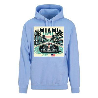 Formula Racing Open Wheel Car Retro Miami Circuit Usa Flag Unisex Surf Hoodie