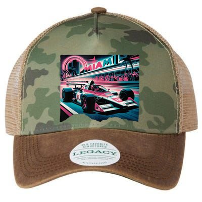 Formula Racing Open Wheel Car Retro Miami Circuit Usa Flag Legacy Tie Dye Trucker Hat