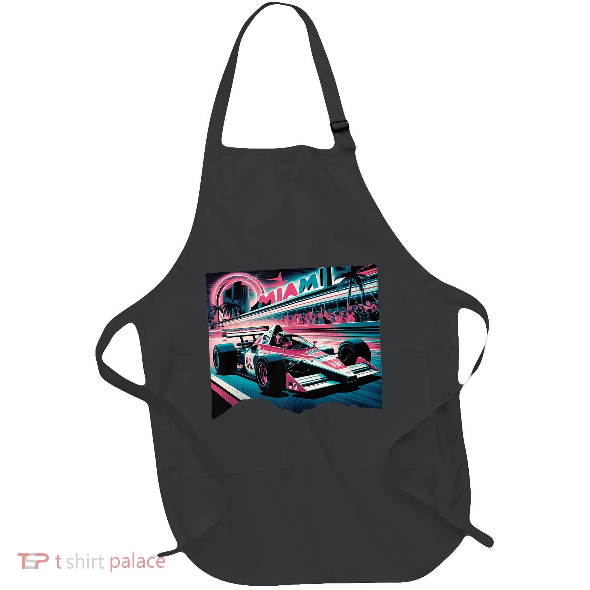Formula Racing Open Wheel Car Retro Miami Circuit Usa Flag Apron