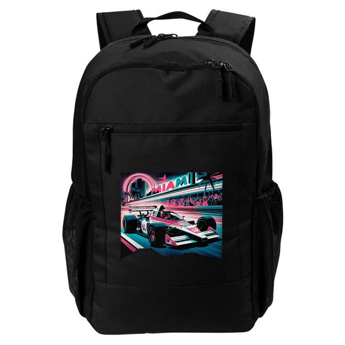 Formula Racing Open Wheel Car Retro Miami Circuit Usa Flag Backpack