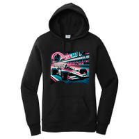 Formula Racing Open Wheel Car Retro Miami Circuit Usa Flag Women's Pullover Hoodie