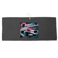 Formula Racing Open Wheel Car Retro Miami Circuit Usa Flag Large Microfiber Waffle Golf Towel