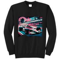 Formula Racing Open Wheel Car Retro Miami Circuit Usa Flag Tall Sweatshirt