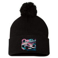 Formula Racing Open Wheel Car Retro Miami Circuit Usa Flag Pom Pom 12in Knit Beanie