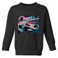 Formula Racing Open Wheel Car Retro Miami Circuit Usa Flag Toddler Sweatshirt