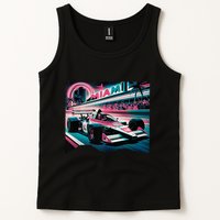 Formula Racing Open Wheel Car Retro Miami Circuit Usa Flag Tank Top