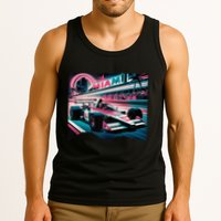 Formula Racing Open Wheel Car Retro Miami Circuit Usa Flag Tank Top