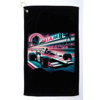 Formula Racing Open Wheel Car Retro Miami Circuit Usa Flag Golf Towel