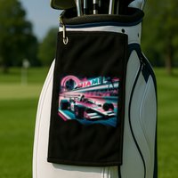 Formula Racing Open Wheel Car Retro Miami Circuit Usa Flag Golf Towel