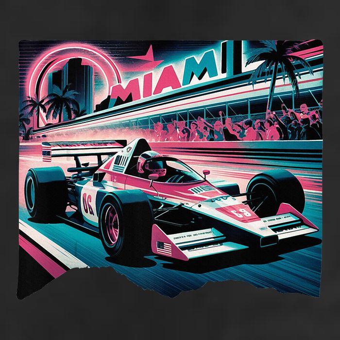 Formula Racing Open Wheel Car Retro Miami Circuit Usa Flag Golf Towel