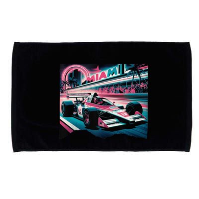 Formula Racing Open Wheel Car Retro Miami Circuit Usa Flag Microfiber Hand Towel