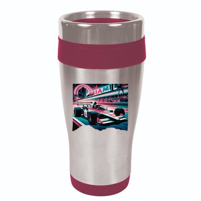 Formula Racing Open Wheel Car Retro Miami Circuit Usa Flag 16oz Travel Tumbler