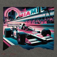 Formula Racing Open Wheel Car Retro Miami Circuit Usa Flag Cotton Canvas Backpack