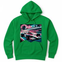 Formula Racing Open Wheel Car Retro Miami Circuit Usa Flag Hoodie