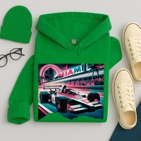 Formula Racing Open Wheel Car Retro Miami Circuit Usa Flag Hoodie