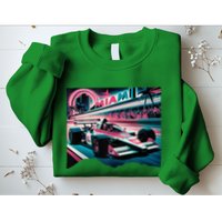 Formula Racing Open Wheel Car Retro Miami Circuit Usa Flag Sweatshirt