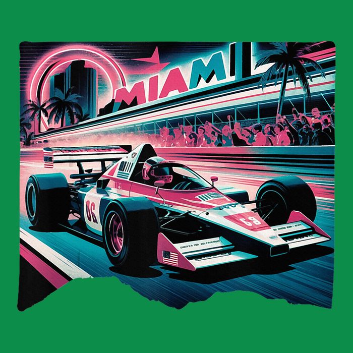 Formula Racing Open Wheel Car Retro Miami Circuit Usa Flag Sweatshirt