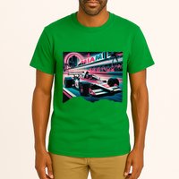 Formula Racing Open Wheel Car Retro Miami Circuit Usa Flag Tall T-Shirt
