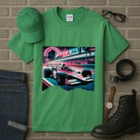 Formula Racing Open Wheel Car Retro Miami Circuit Usa Flag Tall T-Shirt