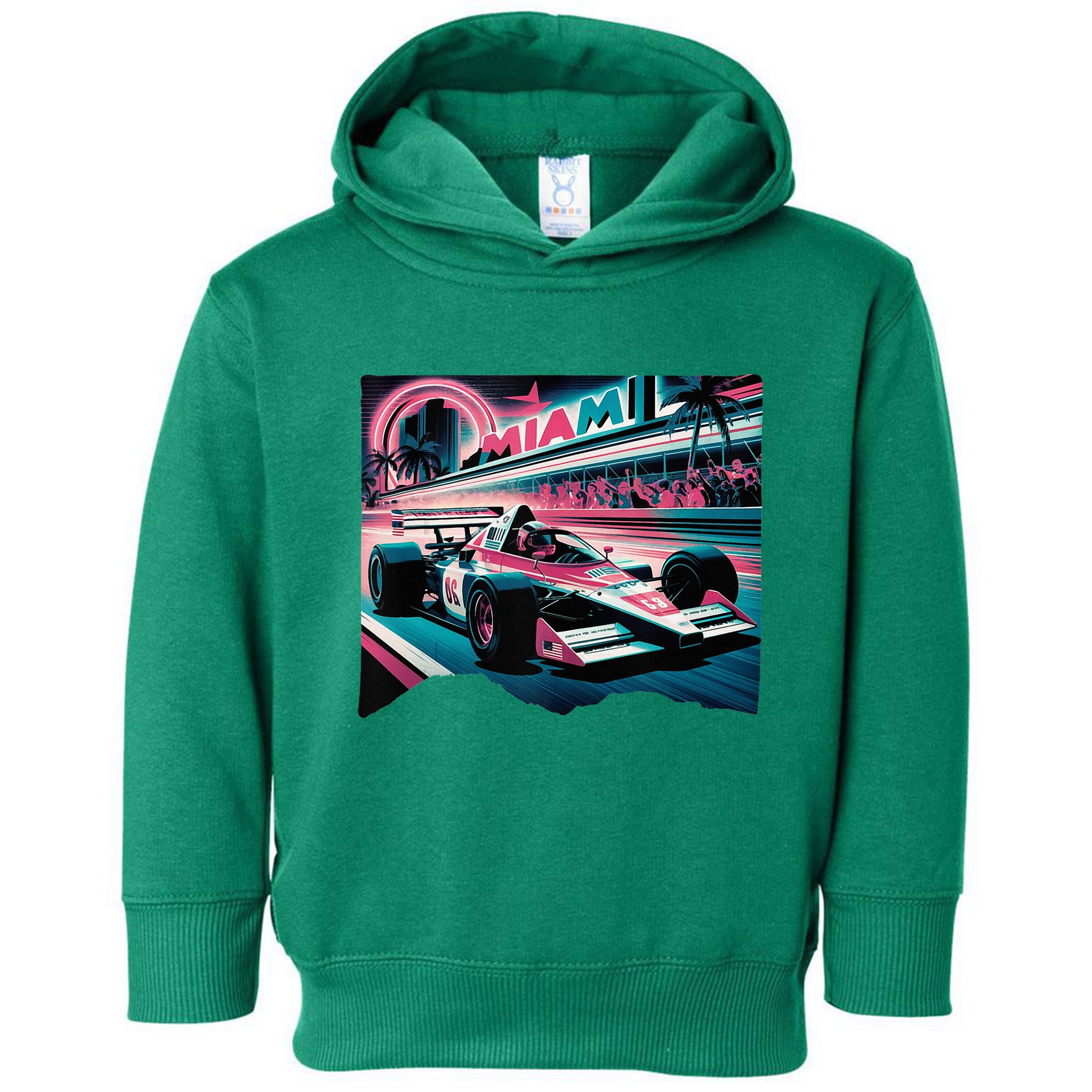 Formula Racing Open Wheel Car Retro Miami Circuit Usa Flag Toddler Hoodie