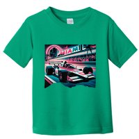 Formula Racing Open Wheel Car Retro Miami Circuit Usa Flag Toddler T-Shirt