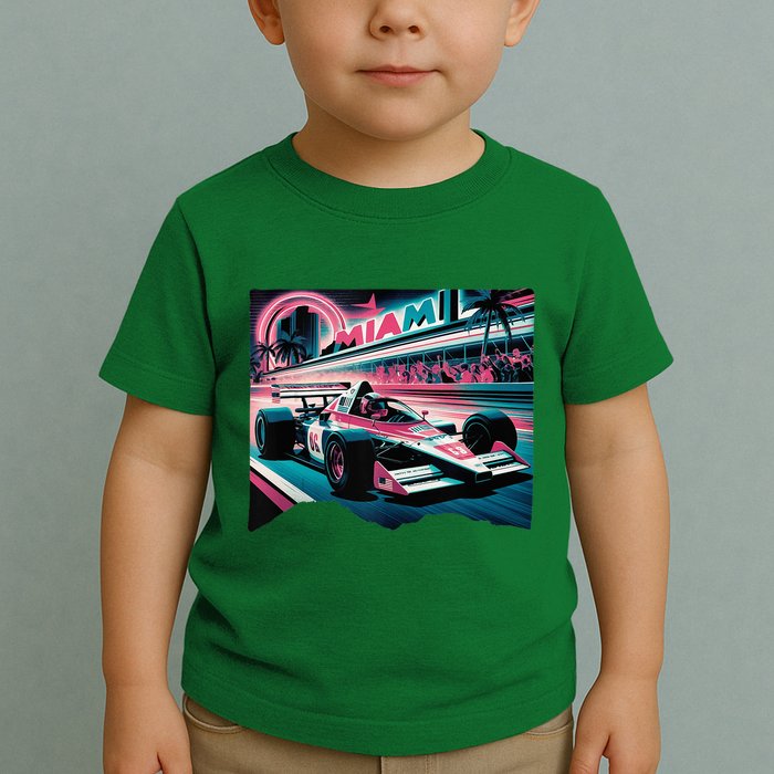 Formula Racing Open Wheel Car Retro Miami Circuit Usa Flag Toddler T-Shirt