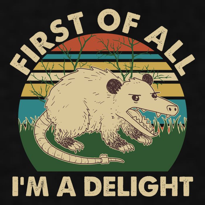 Funny Retro Opossum First Of All Im A Delight Ladies PosiCharge Tri-Blend Wicking Tank