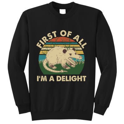 Funny Retro Opossum First Of All Im A Delight Sweatshirt