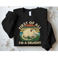 Funny Retro Opossum First Of All Im A Delight Sweatshirt