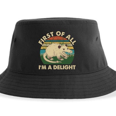 Funny Retro Opossum First Of All Im A Delight Sustainable Bucket Hat