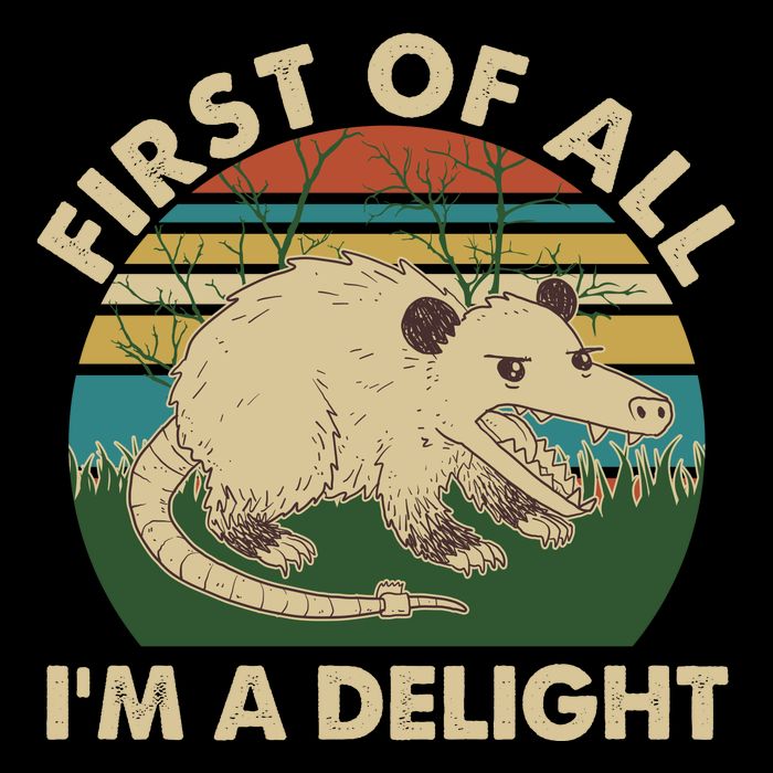 Funny Retro Opossum First Of All Im A Delight Drawstring Bag