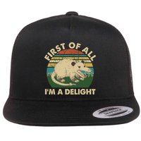 Funny Retro Opossum First Of All Im A Delight Flatbill Hat
