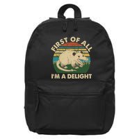Funny Retro Opossum First Of All Im A Delight 16 in Basic Backpack