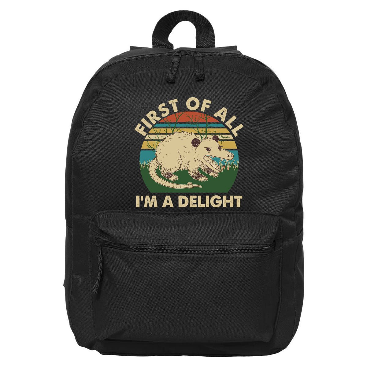 Funny Retro Opossum First Of All Im A Delight 16 in Basic Backpack