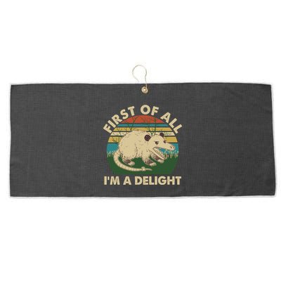 Funny Retro Opossum First Of All Im A Delight Large Microfiber Waffle Golf Towel