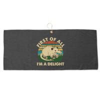 Funny Retro Opossum First Of All Im A Delight Large Microfiber Waffle Golf Towel
