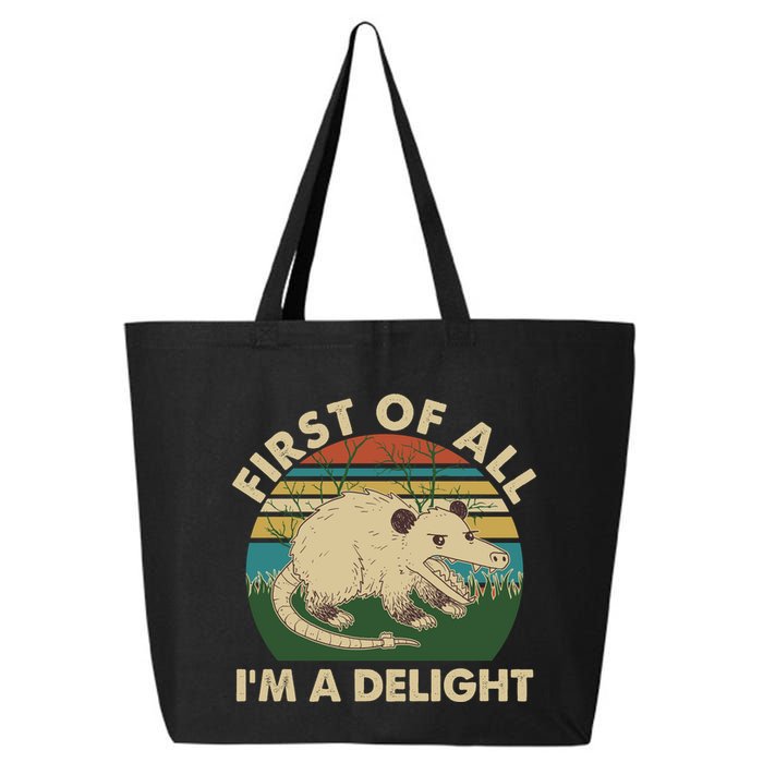 Funny Retro Opossum First Of All Im A Delight 25L Jumbo Tote