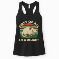 Funny Retro Opossum First Of All Im A Delight Womens Tank Top