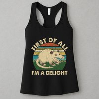 Funny Retro Opossum First Of All Im A Delight Womens Tank Top