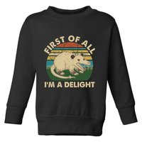 Funny Retro Opossum First Of All Im A Delight Toddler Sweatshirt