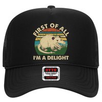 Funny Retro Opossum First Of All Im A Delight Trucker Hat