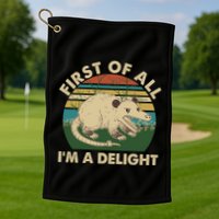 Funny Retro Opossum First Of All Im A Delight Golf Towel