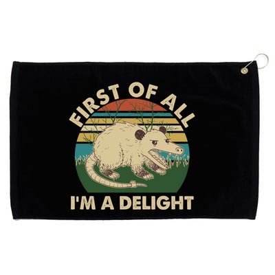 Funny Retro Opossum First Of All Im A Delight Grommeted Golf Towel