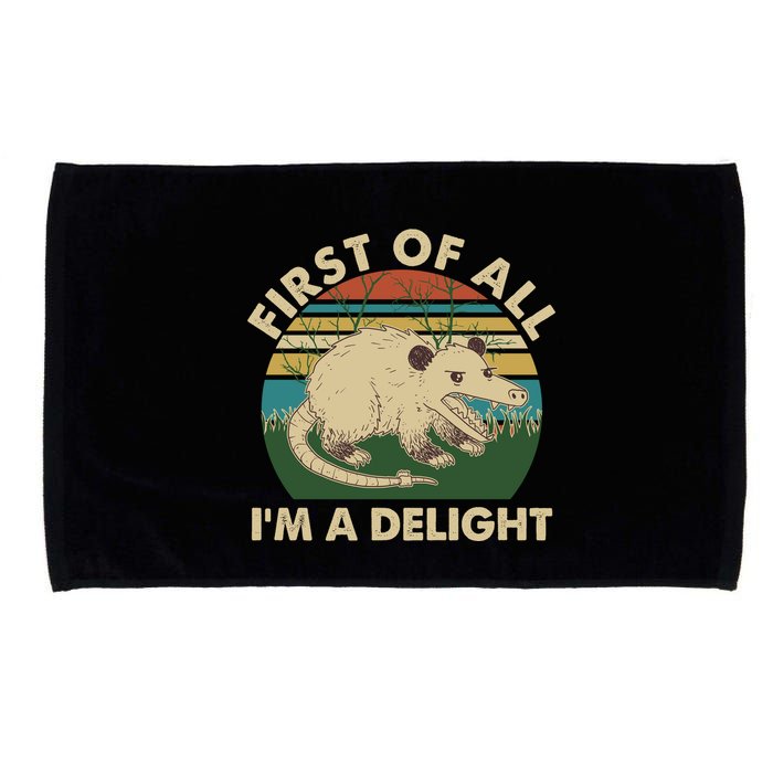 Funny Retro Opossum First Of All Im A Delight Microfiber Hand Towel
