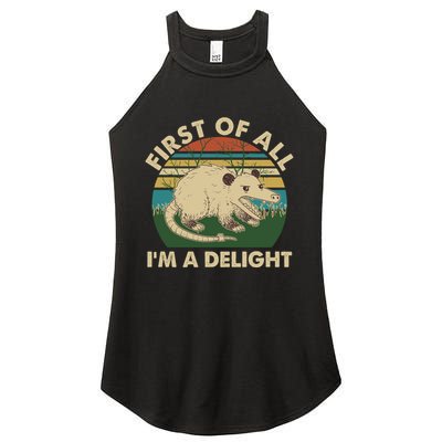 Funny Retro Opossum First Of All Im A Delight Women's Perfect Tri Rocker Tank