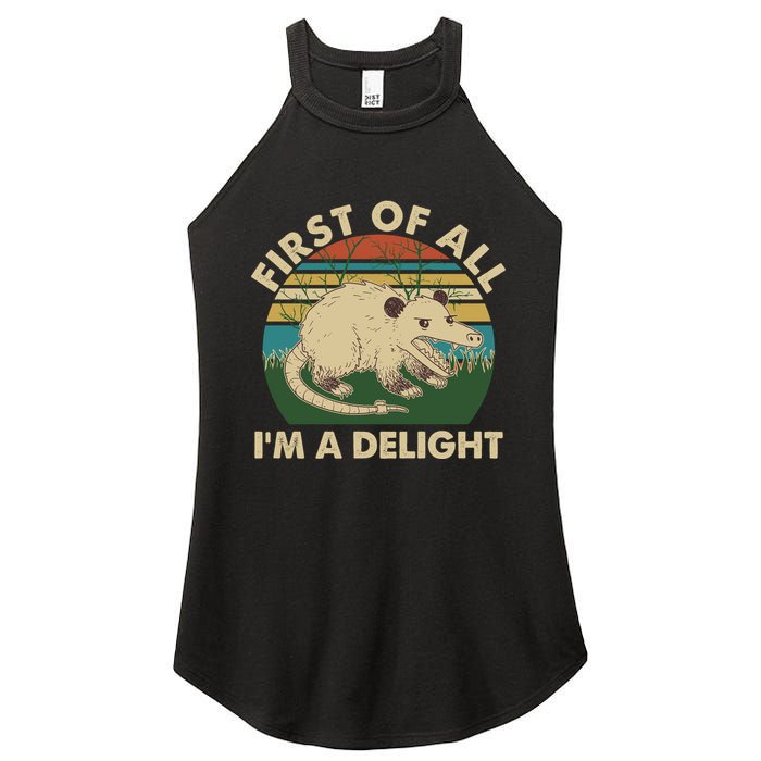Funny Retro Opossum First Of All Im A Delight Women's Perfect Tri Rocker Tank