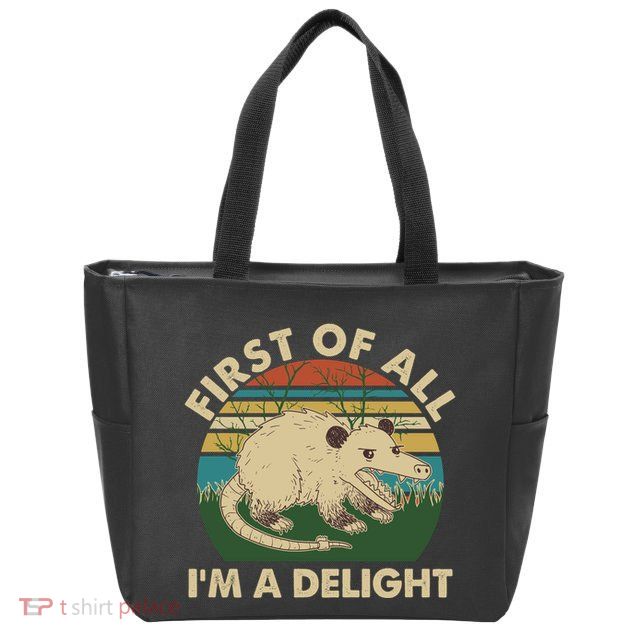 Funny Retro Opossum First Of All Im A Delight Zip Tote Bag