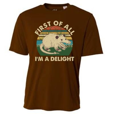 Funny Retro Opossum First Of All Im A Delight Cooling Performance Crew T-Shirt