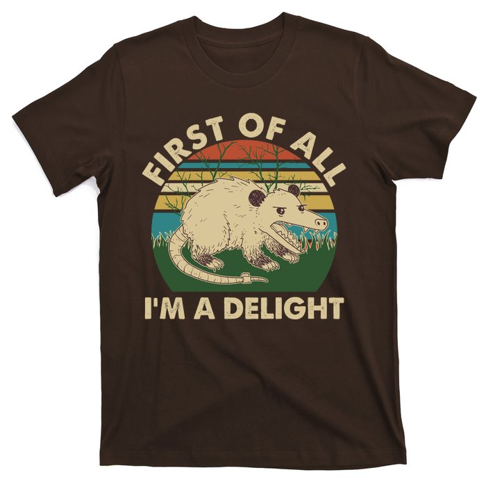 Funny Retro Opossum First Of All Im A Delight T-Shirt